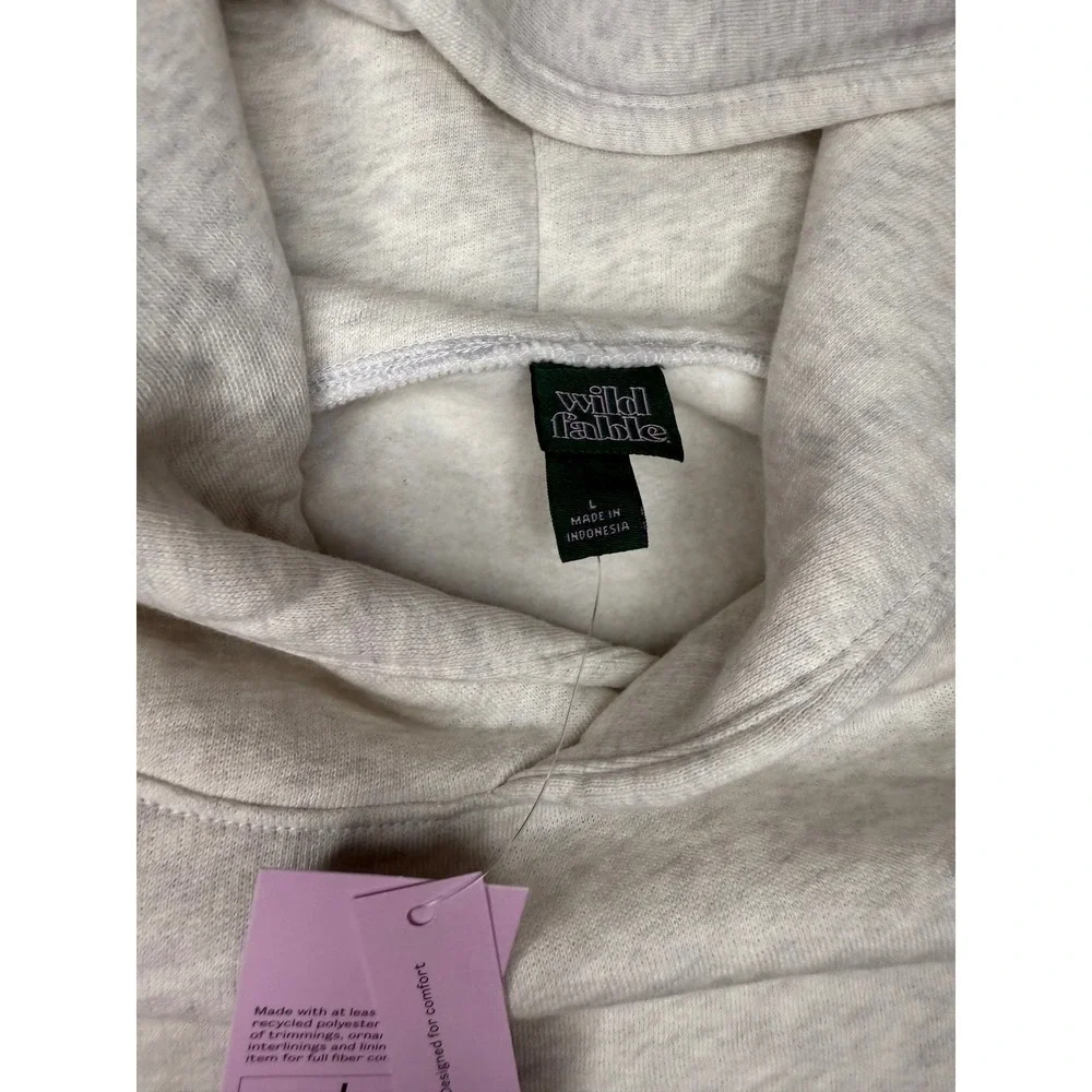 Women's Oversized Hooded Pullover Sweatshirt -Wild Fable Heather grey size large - Picture 6 of 10